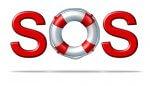Help SOS Symbol With A Life Preserver As The Letter O Representing Emergency Services And Rescue Assistance Insurance For Protection And Safety From Dangers On A White Background.